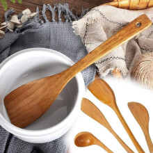 4 Stuks Houten Schop  Non Stick Hout Lange Rijst Spatel Keuken Kookgerei Hand Roerbak Gereedschap Sets