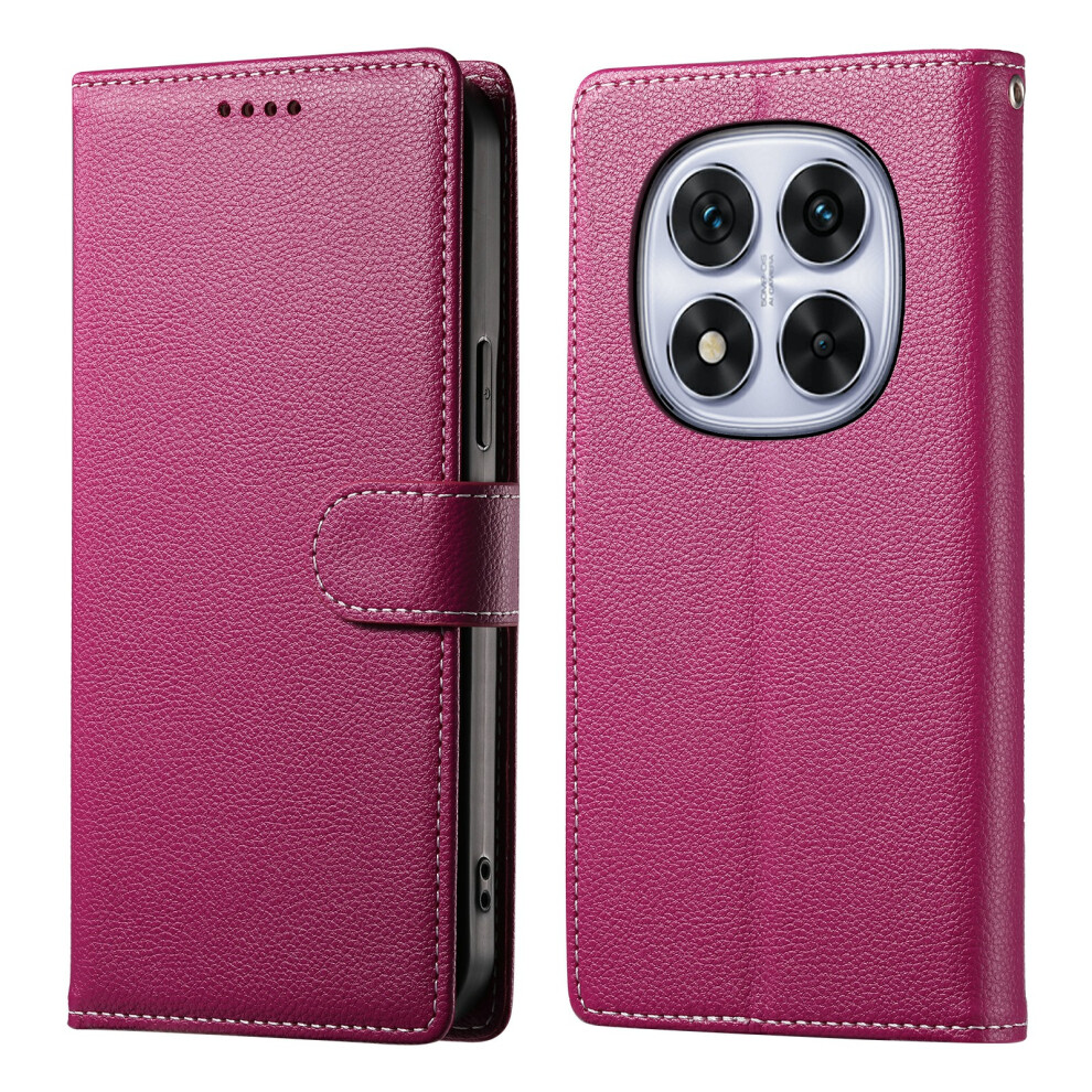 (Rose) For Xiaomi Redmi Note 15 Pro 5G (Global) Case Magnetic Snap Litchi Texture Leather Wallet Phone Cover With Wrist Strap 6914291124021