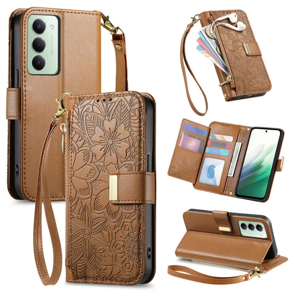 (Brown) For Xiaomi Redmi 15 5G (Eu) (171Mm) / Xiaomi Redmi 15C 4G (Global) (171Mm) / Xiaomi Redmi 15 4G (Eu) (171Mm) Case Floral Leaf Patt Brown 6914299436454