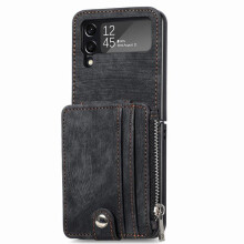 Handyhülle mit Kartenhalter – kompatibel mit Samsung Galaxy Z Flip3 (Schwarz)