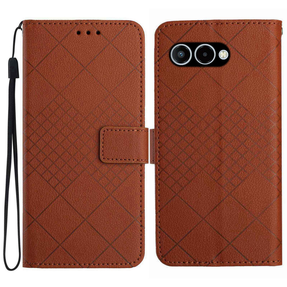 (Brown) For T-Mobile T Phone 3 / T-Mobile Revvl 8 Case Wallet Imprint Pu Leather Flip Folio Phone Cover Brown 6914299698142