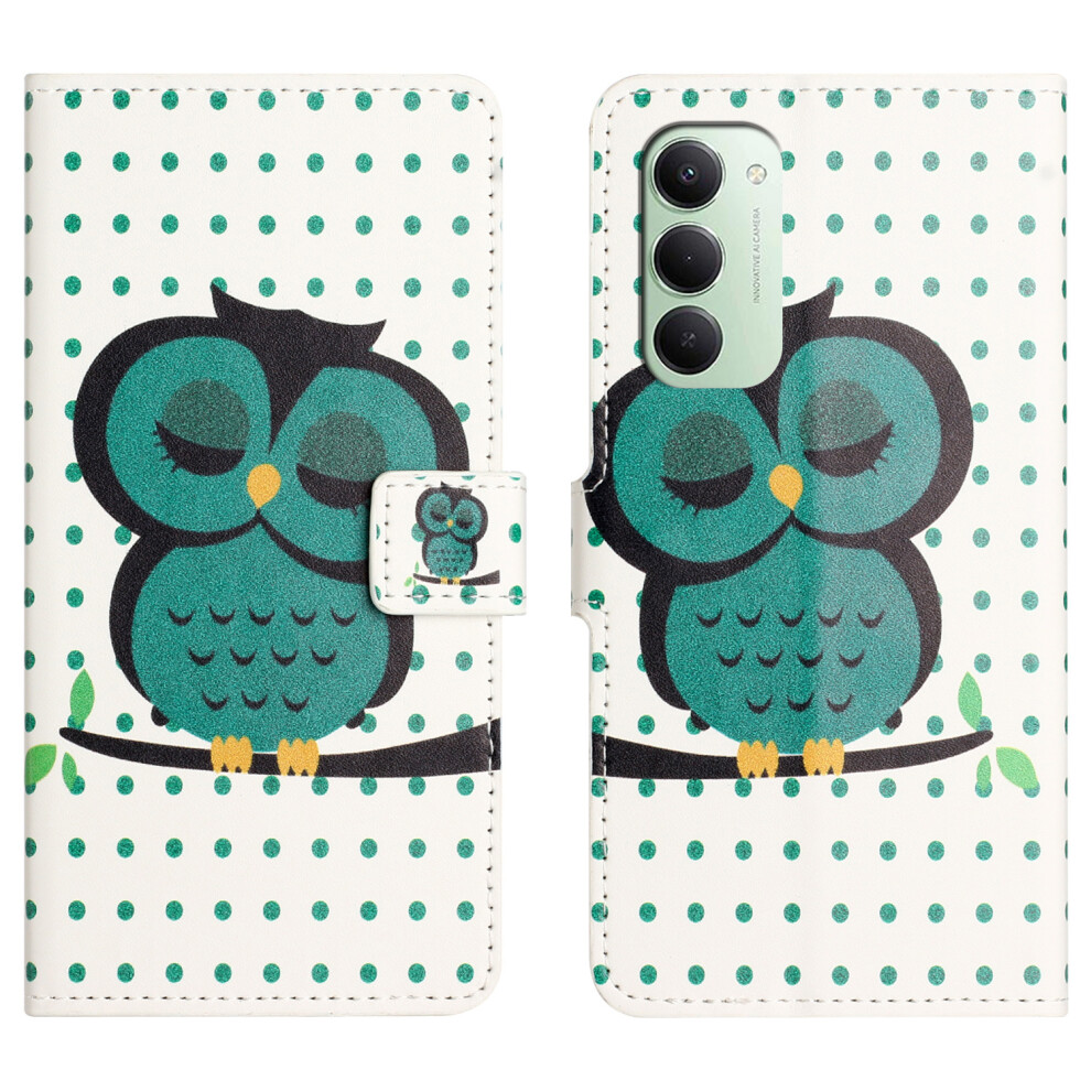 (Dots Owl) For Xiaomi Redmi 15 5G (Global) (169Mm) Case Pattern Print Pu Leather Wallet Phone Cover 6914299912767
