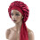 Women's satin night cap wide brim elastic red 1
