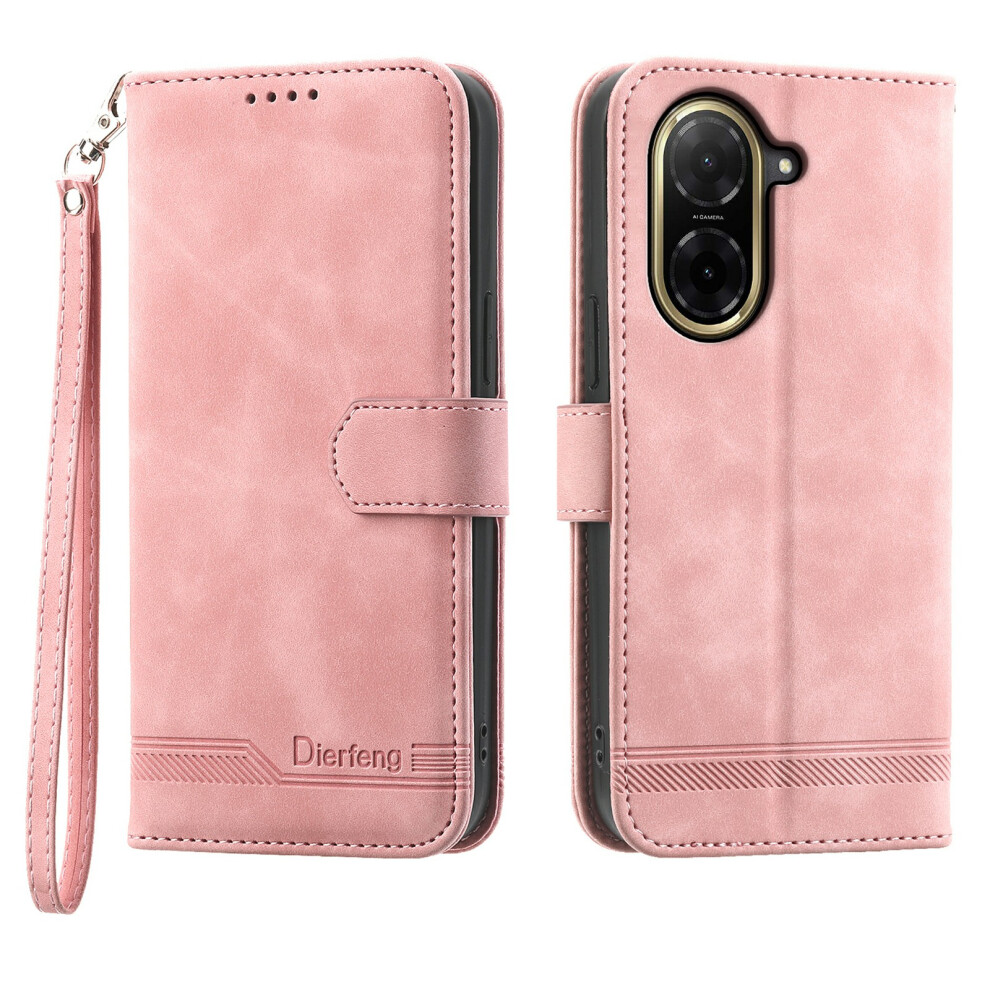 (Pink) Dierfeng Df-03 For Xiaomi Redmi A5 Nfc (Eu) (173.45Mm) Case Lines Imprint Wallet Leather Phone Cover With Wrist Strap Pink 6914290113996