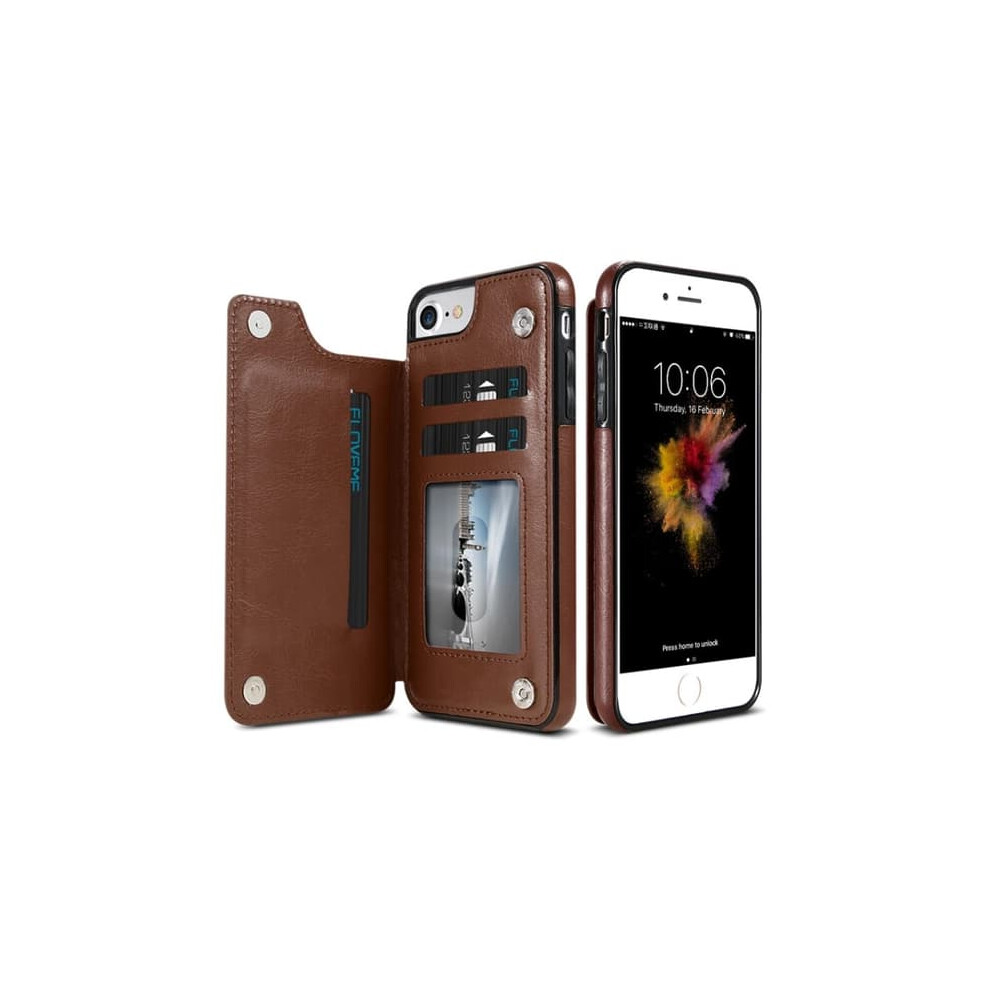 Nkobee Leather Iphone 7 Case With Wallet Brown 962029549031