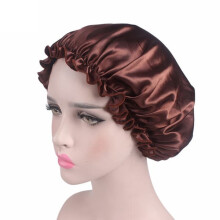 Silk Satin Sleep Cap for Hair Protection Coffee