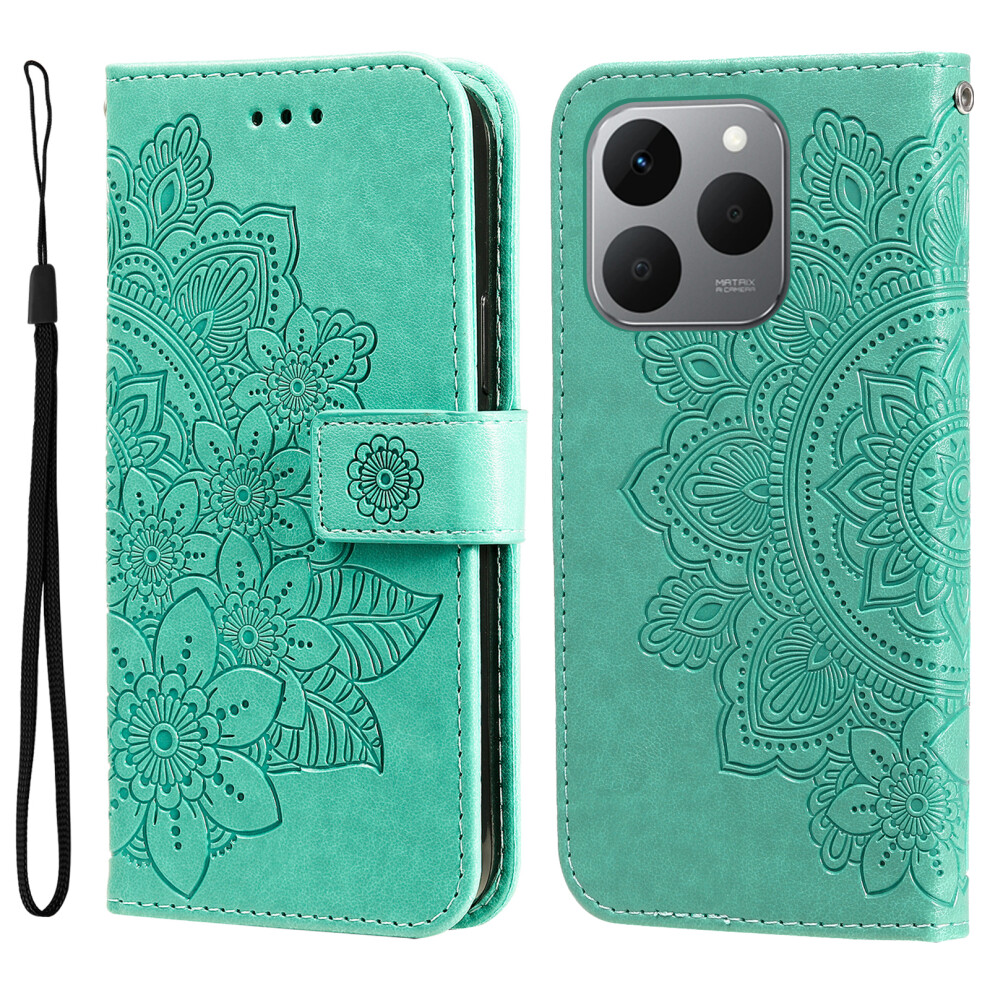 (Green) For Realme 15T 5G Case Floral Pattern Pu Leather Wallet Stand Phone Cover Green 6914294927872