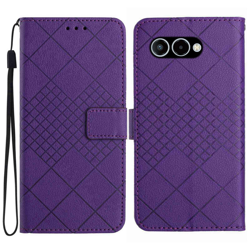 (Dark ) For T-Mobile T Phone 3 / T-Mobile Revvl 8 Case Wallet Imprint Pu Leather Flip Folio Phone Cover Purple 6914296931471