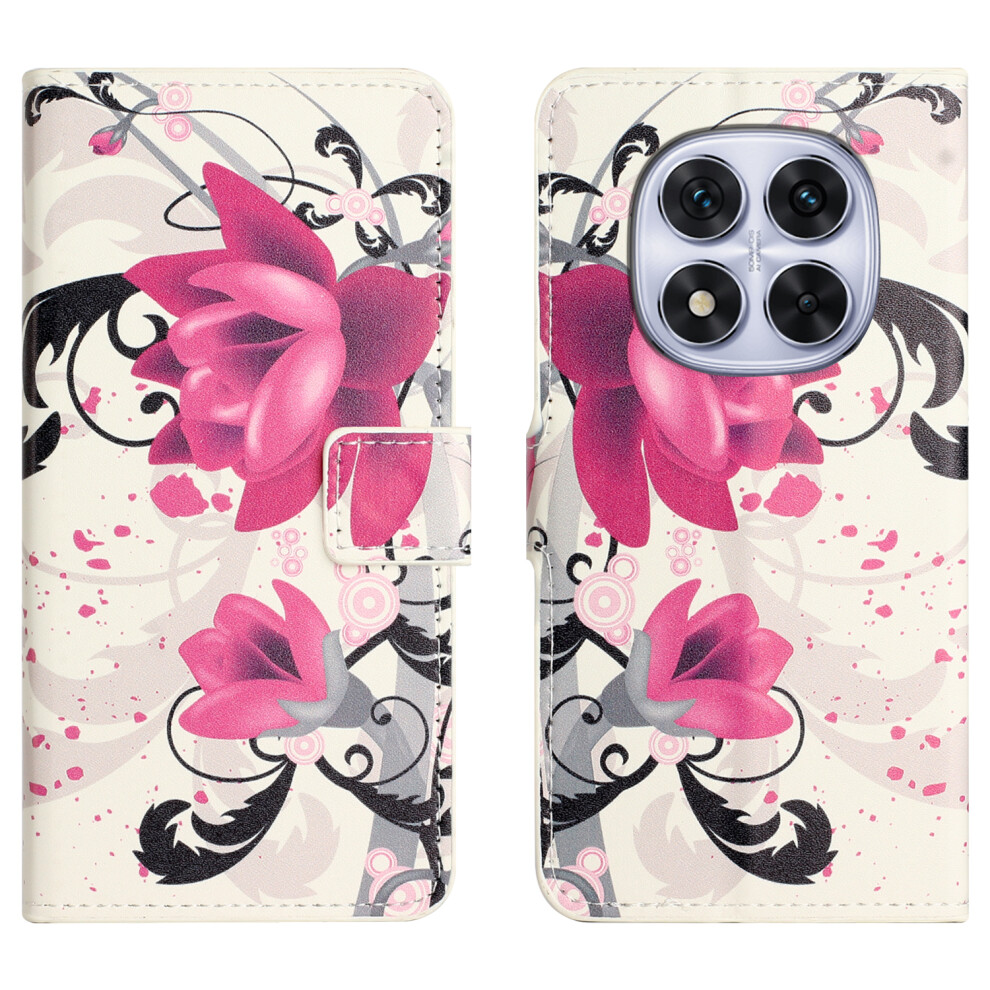 (Lotus) For Xiaomi Poco M8 Pro 5G / Redmi Note 15 Pro+ 5G (Global) Case Pattern Print Pu Leather Wallet Phone Cover 6914297416519