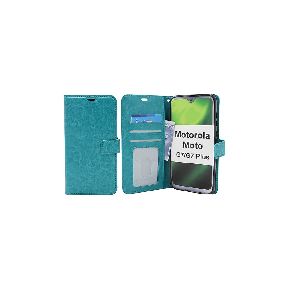 Crazy Horse Wallet For Motorola Moto G7 G7 Plus Turquoise 962029558125