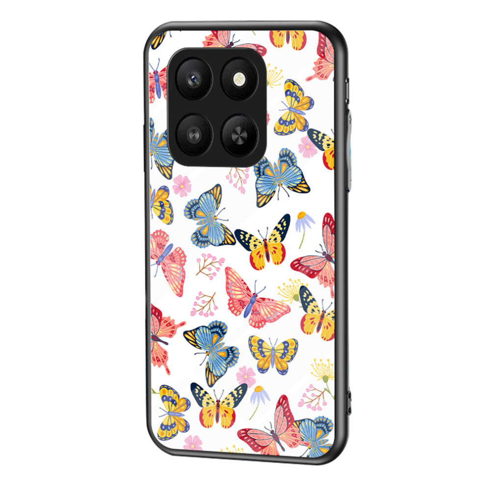 (Colorful Butterfly) For Honor 400 Smart 5G / X7d 4G Case Butterfly Pattern Tpu + Tempered Glass Protective Phone Cover 6914297548326