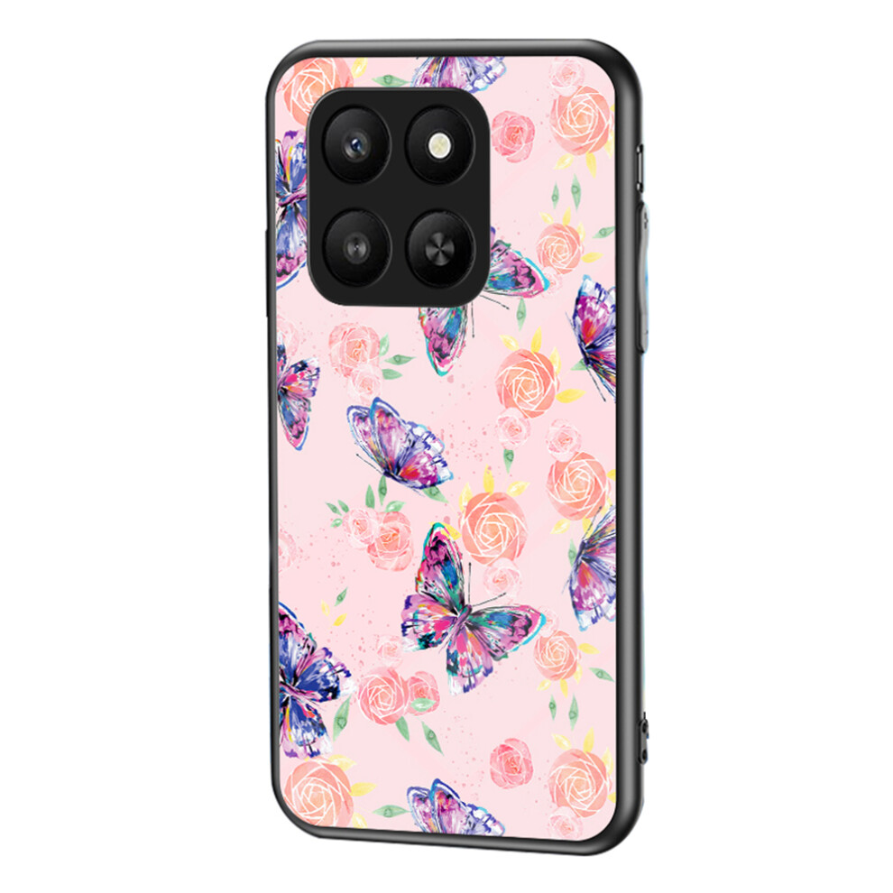 (Rose Butterfly) For Honor 400 Smart 5G / X7d 4G Case Butterfly Pattern Tpu + Tempered Glass Protective Phone Cover 6914295686044