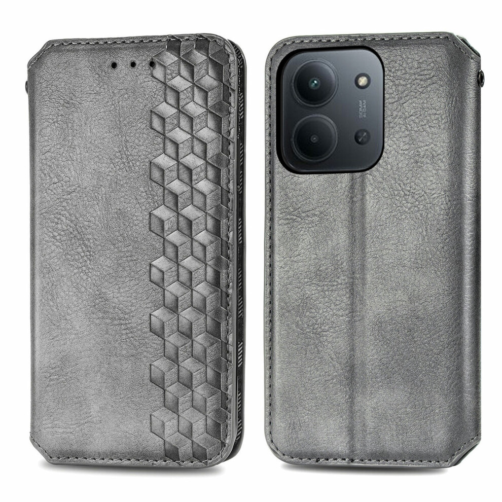 (Grey) Phone Case For Xiaomi Redmi 15C 4G (Eu) (173Mm) / 15C 5G (Eu) (173Mm) / Poco C85 4G (173Mm) Rhombus Imprint Pu Leather Wallet Phon Grey 6914294566095