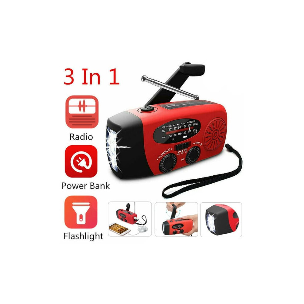 Crank Radio With Solar Panel Flashlight And Power Bank 962029557999