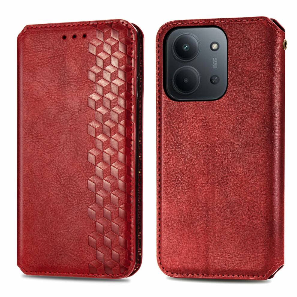 (Red) Phone Case For Xiaomi Mi 15C 4G (Eu) (173Mm) / 15C 5G (Eu) (173Mm) / Poco C85 4G (173Mm) Rhombus Imprint Pu Leather Wallet Phon Red 6914295001304