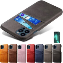 Porta-cartões compatível com capa de iPhone 15 Pro, com orifício para carregador e fones de ouvido - Marrom claro/bege.