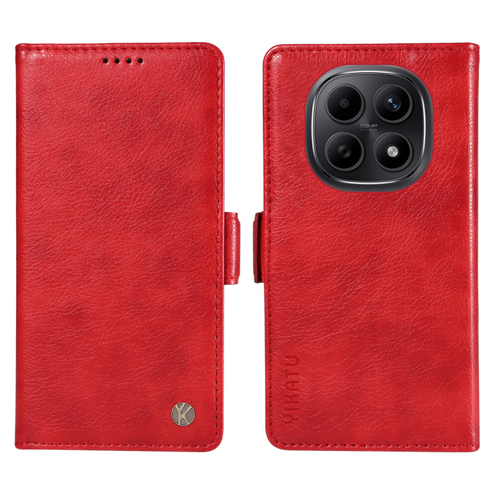 (Red) Yikatu For Xiaomi Poco M8 5G / Mi Note 15 5G (Global) / 15 4G (Global) Case Yk-007 Litchi Texture Pu Leather Wallet Phone Cove Red 6914293262127