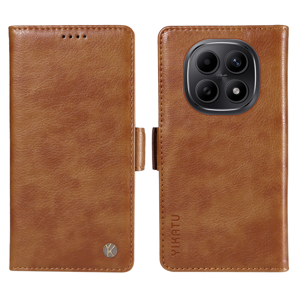 (Brown) Yikatu For Xiaomi Poco M8 5G / Redmi Note 15 5G (Global) / 15 4G (Global) Case Yk-007 Litchi Texture Pu Leather Wallet Phone Cove Brown 6914294480339
