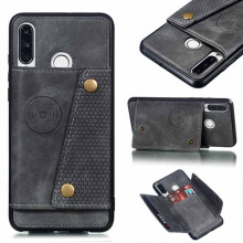 Ag luí le Huawei P30Lite - Cás Praiticiúil Retro le Sliotán Cárta Liath