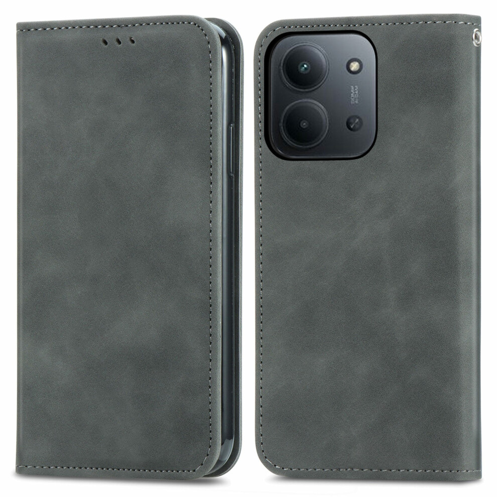 (Grey) Leather Case With Card Holder For Xiaomi Redmi 15C 5G (Eu) (173Mm) / 4G (Eu) (173Mm) / Poco C85 4G (173Mm) Magnetic Absorption Grey 6914293595829