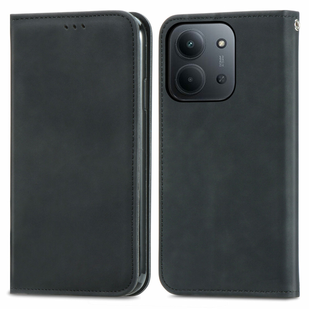 (Black) Leather Case With Card Holder For Xiaomi Redmi 15C 5G (Eu) (173Mm) / 4G (Eu) (173Mm) / Poco C85 4G (173Mm) Magnetic Absorption Black 6914297156699