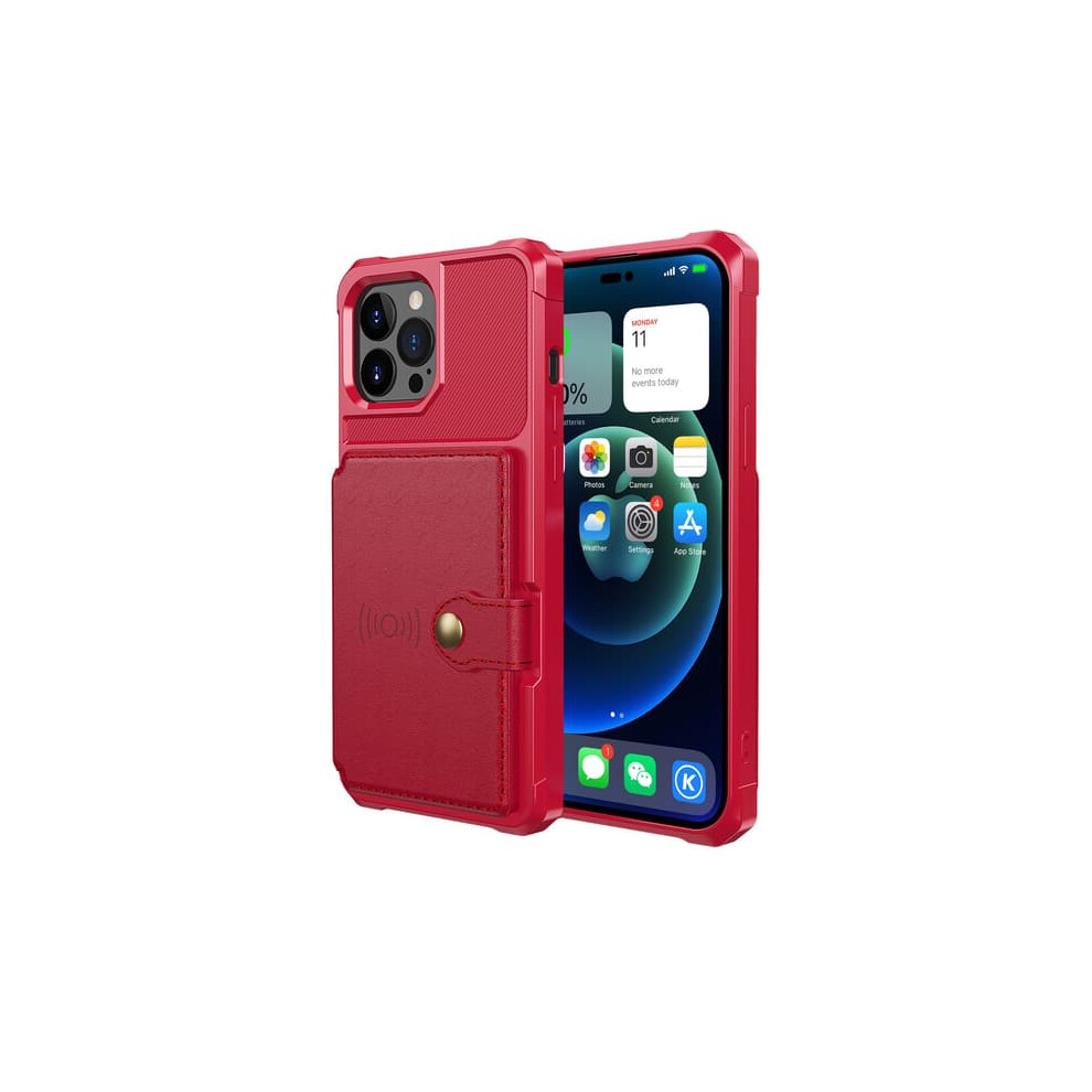 Iphone 14 Pro Max Case With Card Holder Red 962029555681