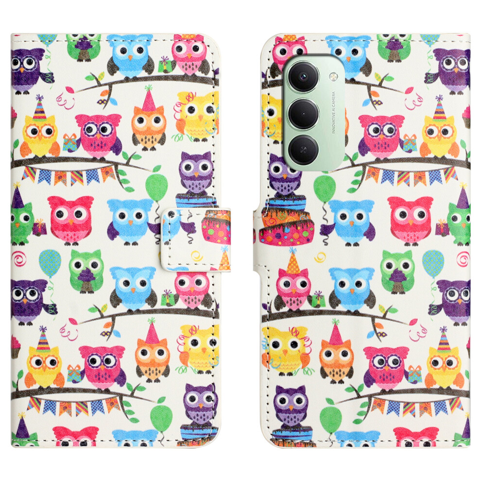 (Owls Sticker) For Xiaomi Redmi 15 5G (Global) (169Mm) Case Pattern Print Pu Leather Wallet Phone Cover 6914292245497