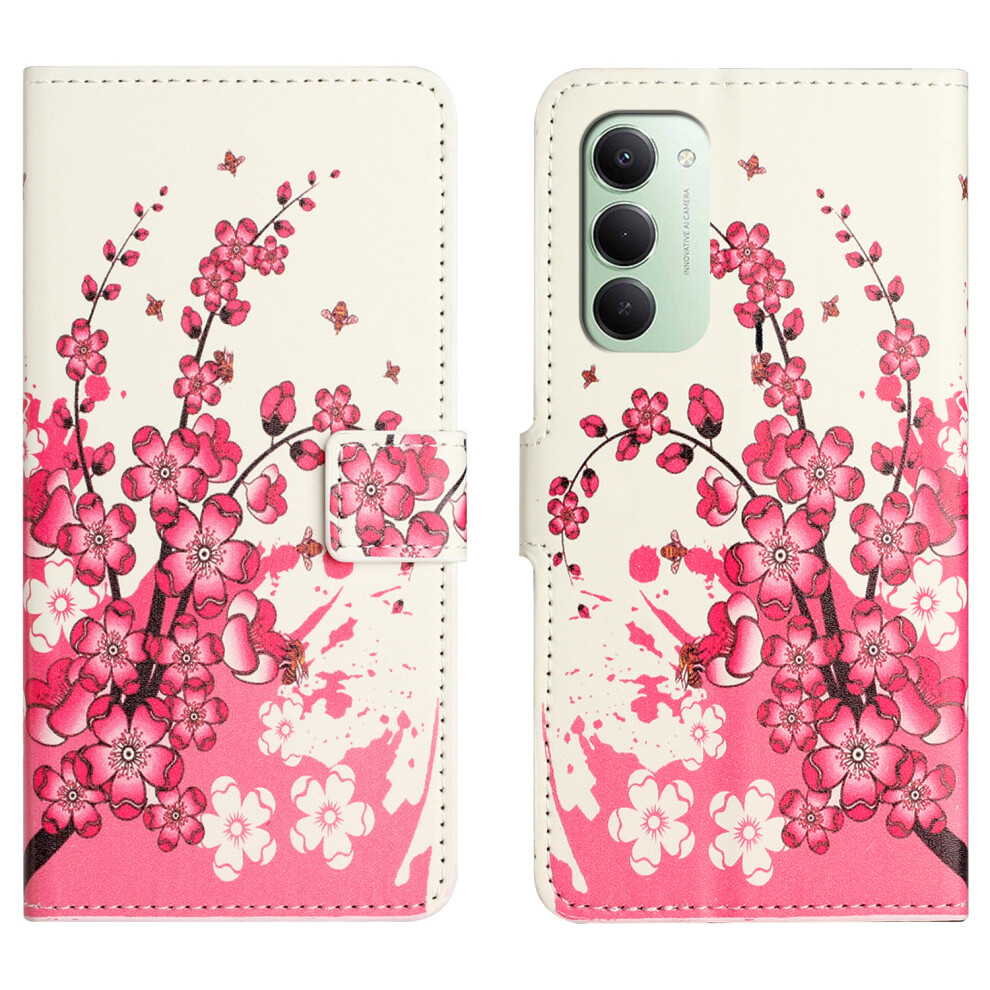 (Plum Blossom) For Xiaomi Redmi 15 5G (Global) (169Mm) Case Pattern Print Pu Leather Wallet Phone Cover Purple 6914293181497
