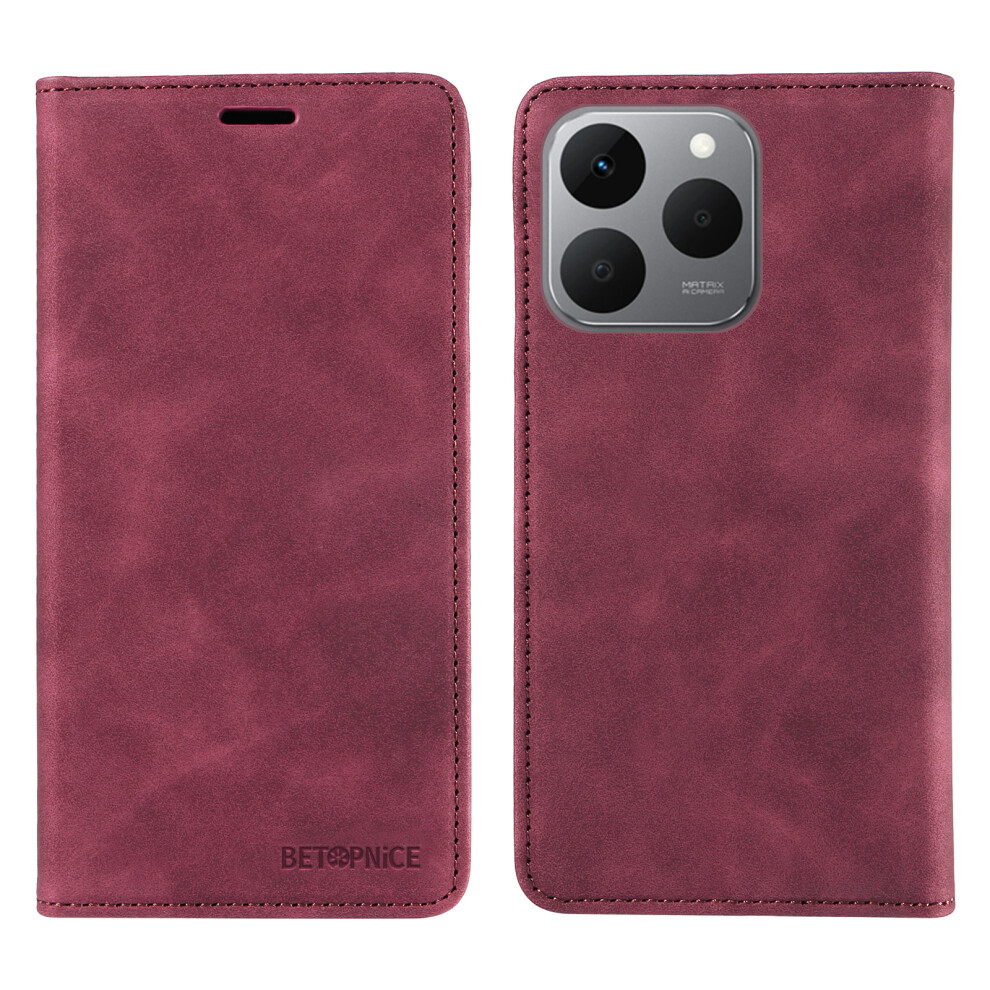 (Red) Betopnice For Realme 15T 5G Case Magnetic Closure Rfid Blocking Wallet Stand Leather Phone Cover Red 6914293288943