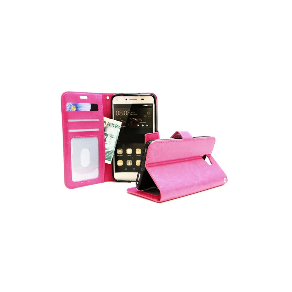 Crazy Horse Wallet For Huawei Y6 Ii Compact Lyo-L21 Hot Pink 962029546795