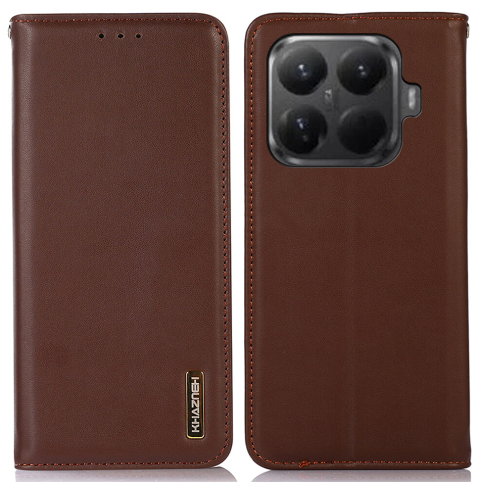 (Brown) Khazneh For Xiaomi 15T Pro Case Wallet Genuine Cow Leather Phone Cover Nappa Texture Brown 6914299232261