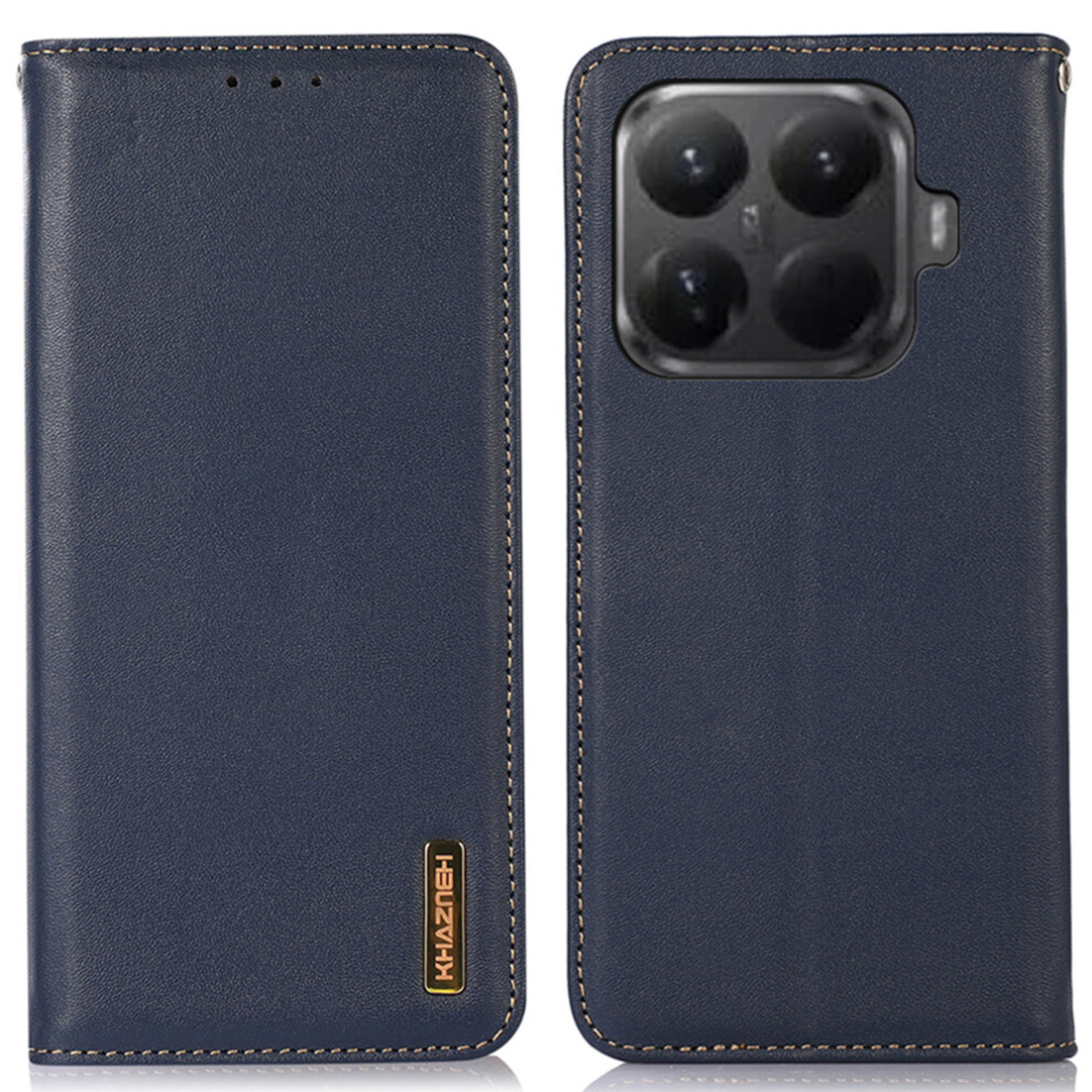 (Blue) Khazneh For Xiaomi 15T Pro Case Wallet Genuine Cow Leather Phone Cover Nappa Texture Blue 6914297712406
