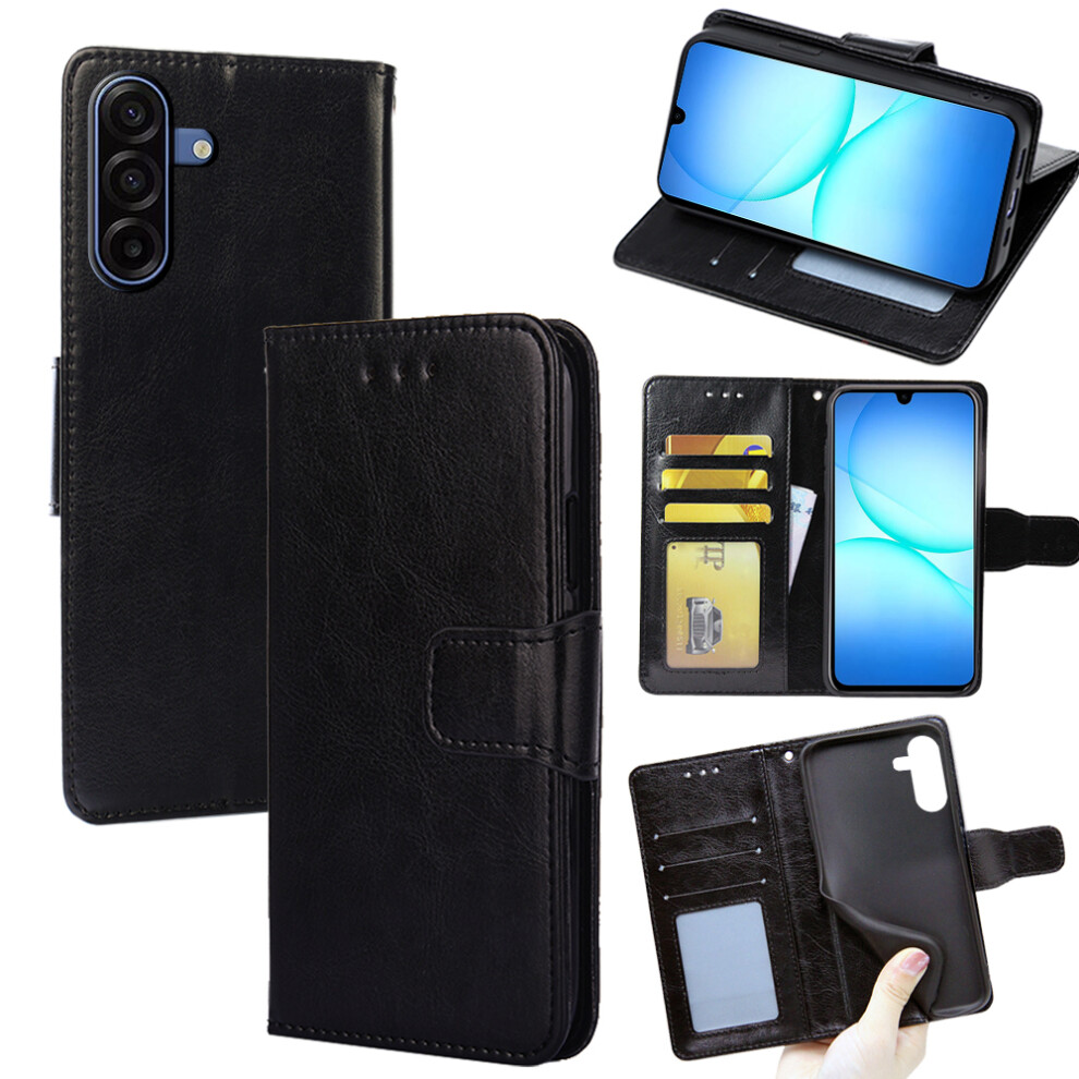 (Black) For Samsung Galaxy A17 5G / 4G Case Wallet Pu Leather + Tpu Folding Stand Phone Cover Black 6914292598869