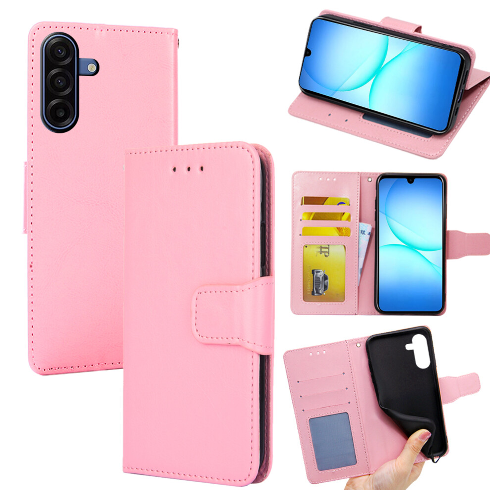 (Pink) For Samsung Galaxy A17 5G / 4G Case Wallet Pu Leather + Tpu Folding Stand Phone Cover Pink 6914299143949
