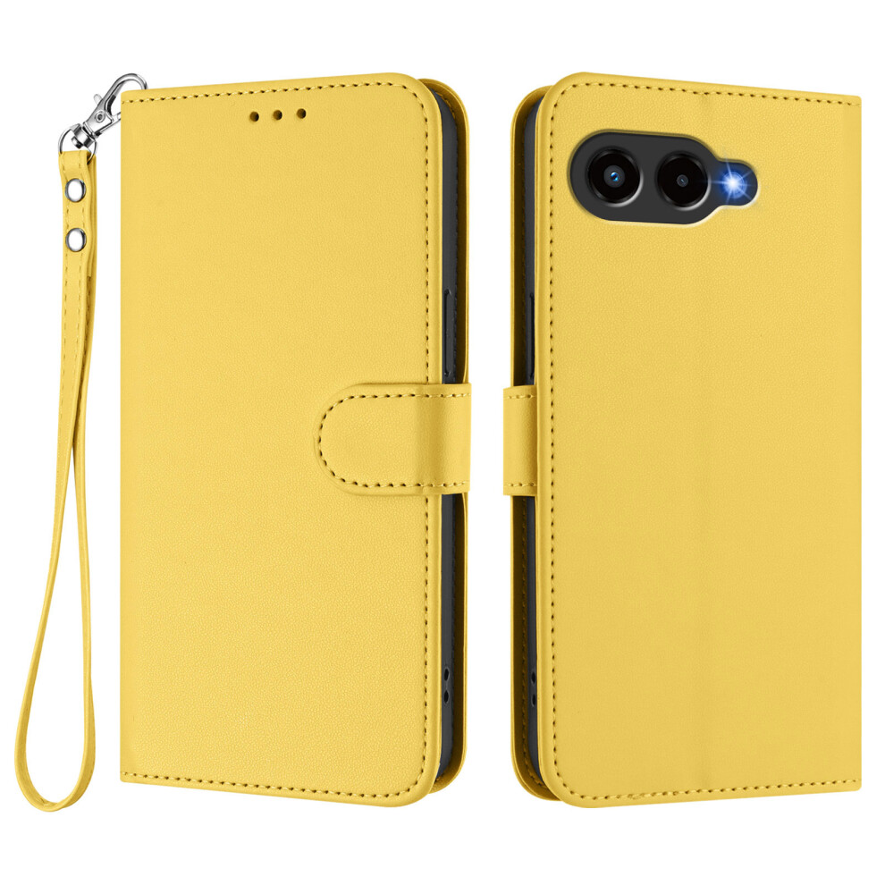 (Yellow) For T-Mobile T Phone 3 / T-Mobile Revvl 8 Leather Case Wallet Stand Phone Cover With Wrist Strap Yellow 6914291528034
