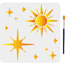 PET Sun Pattern Stencil 300x300mm with Art Brush 169x5mm