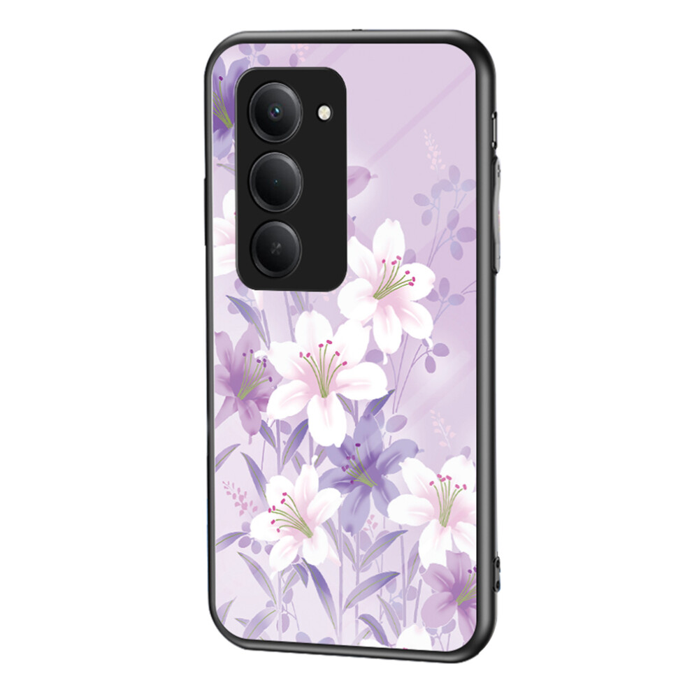 ( Magnolia) For Xiaomi Redmi 15 5G (Global) (169Mm) Case Floral Pattern Tpu + Tempered Glass Protective Phone Cover Purple 6914291429775