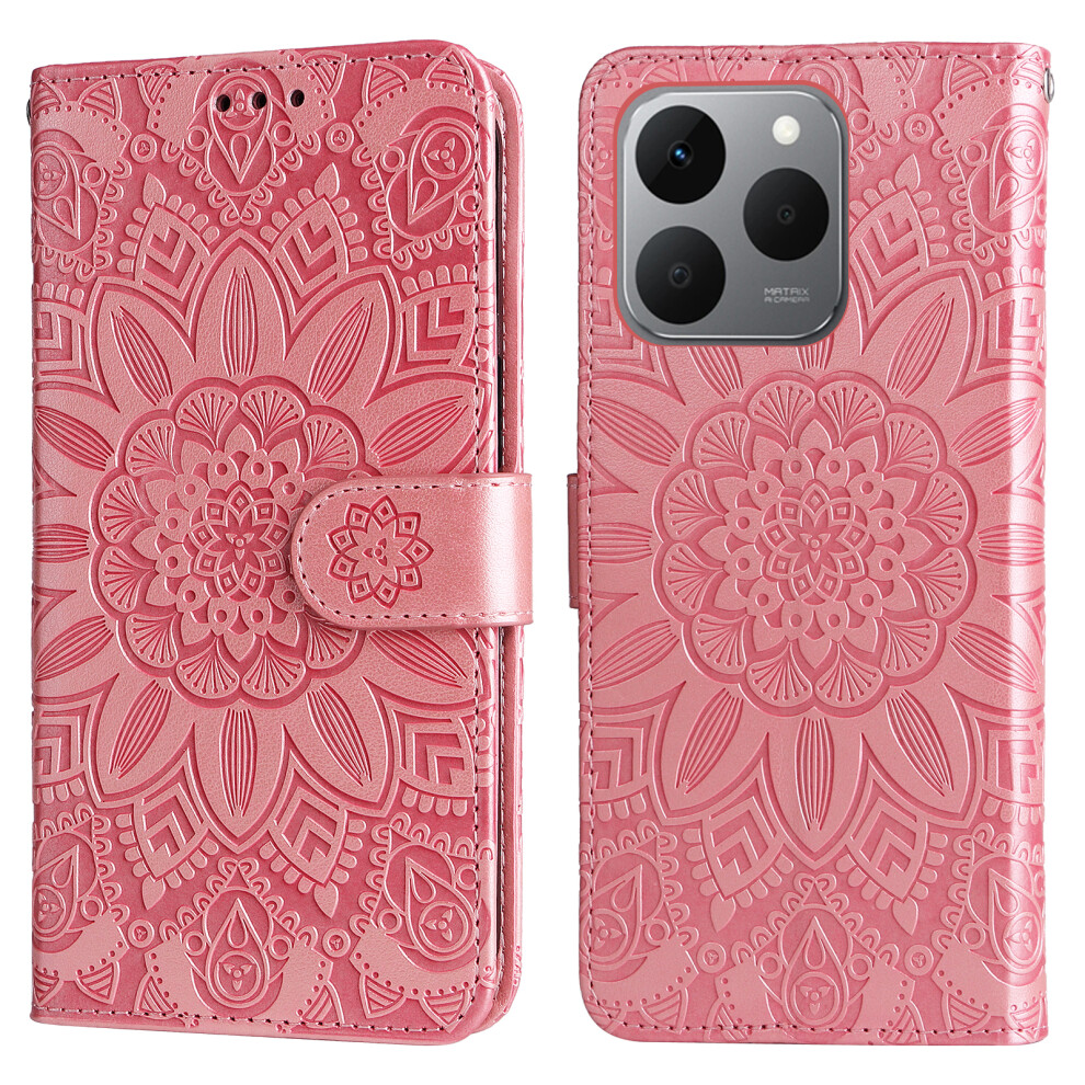 (Pink) For Realme 15T 5G Case Sunflower Imprint Leather Wallet Phone Cover Pink 6914290917372