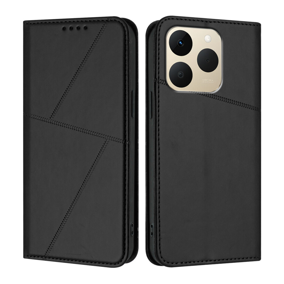 (Black) For Realme 15T 5G Wallet Case Magnetic Closure Leather Flip Phone Cover With Stand Black 6914292803734