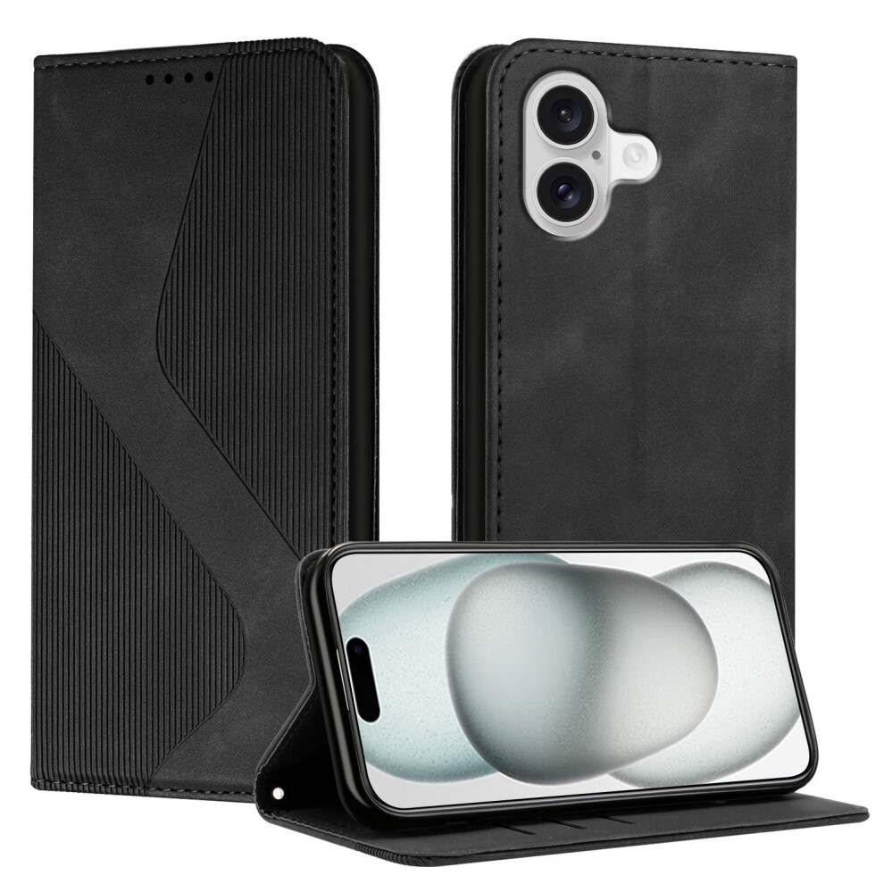 (Black) For Iphone 17 Phone Cover Skin-Touch Feel Leather Wallet Case With Stand Black 6914293869258