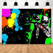 Décor de jeu de tir, art éclaboussé, fond graffiti coloré pour séance photo, fête à thème jeux vidéo, bannière, accessoires de photomaton