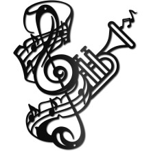 Metal Music Note Wall Decor Black 11.8 x 9.8 Inch