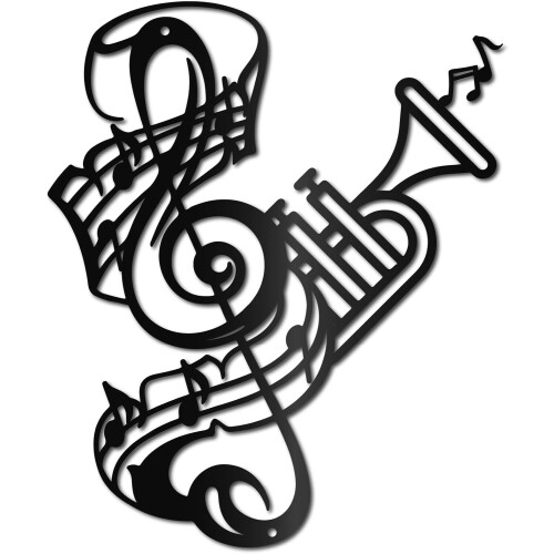 Metal Music Note Wall Decor Black 11.8 x 9.8 Inch
