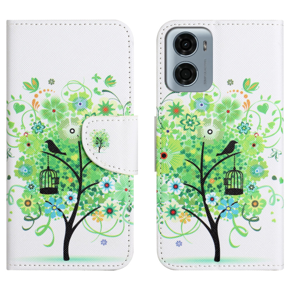 ( Tree) For Motorola Moto G06 Power 4G / G06 4G Case Pattern Printing Cross Texture Leather Phone Cover Green 6914295758741