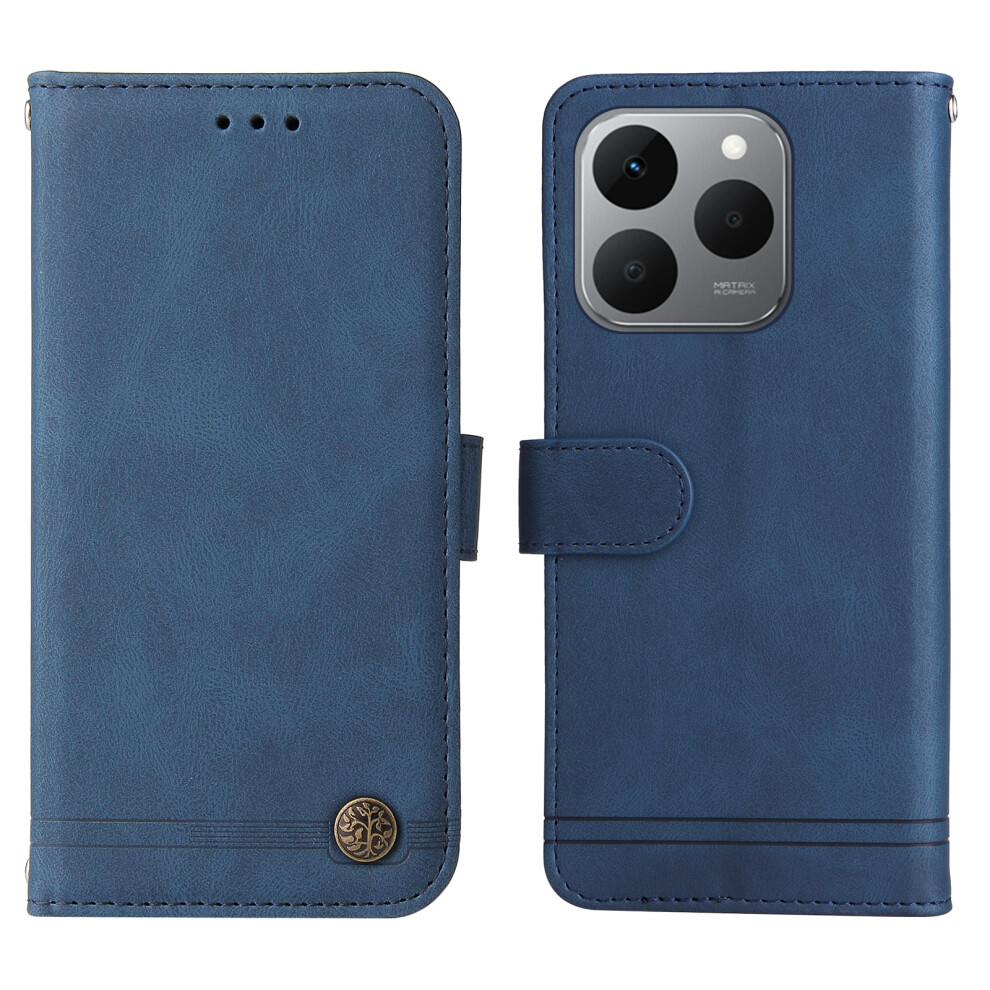 (Blue) For Realme 15T 5G Leather Wallet Cases Skin Touch Phone Cover Stand With Strap Blue 6914293801678