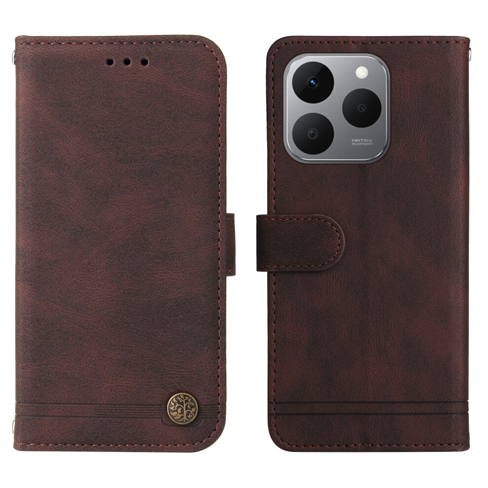 (Brown) For Realme 15T 5G Leather Wallet Cases Skin Touch Phone Cover Stand With Strap Brown 6914295736183