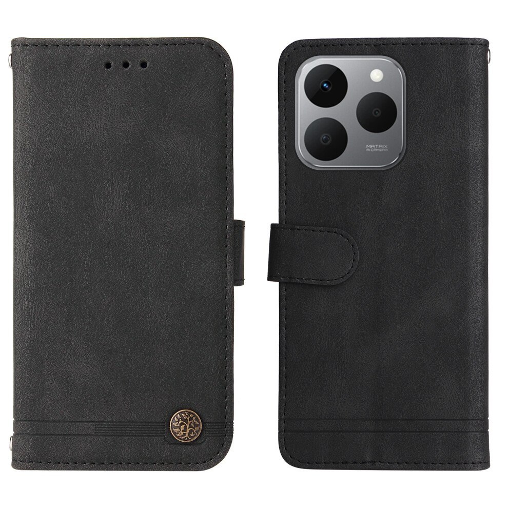 (Black) For Realme 15T 5G Leather Wallet Cases Skin Touch Phone Cover Stand With Strap Black 6914293487575