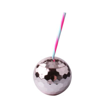 Gobelet à paille style boule disco années 70, Kiplyki Wholesale, idéal pour les fêtes de remise de diplômes et d'anniversaires. Disponible en