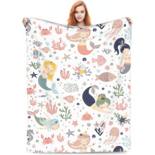 Couverture queue de sirène 127 x 102 cm, douce et chaude en flanelle pour filles et femmes, cadeau idéal pour la Saint-Valentin ou un anniversaire,