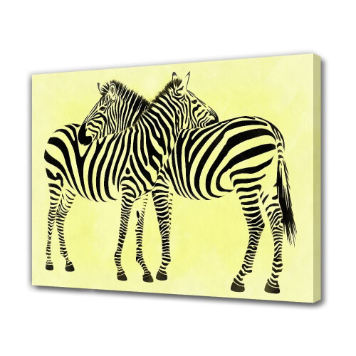 Zebras Hugging Canvas Wall Art 16x24 inch